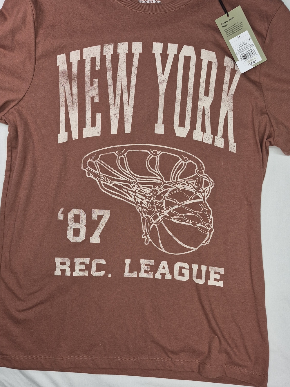 Goodfellow & Co Men's Med. 'New York' Graphic Tee in Cayenne/Rust